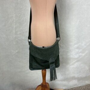 Lisa Leonard Green Leather Tassel Fringe Your Heart In Mine Crossbody Boho Bag